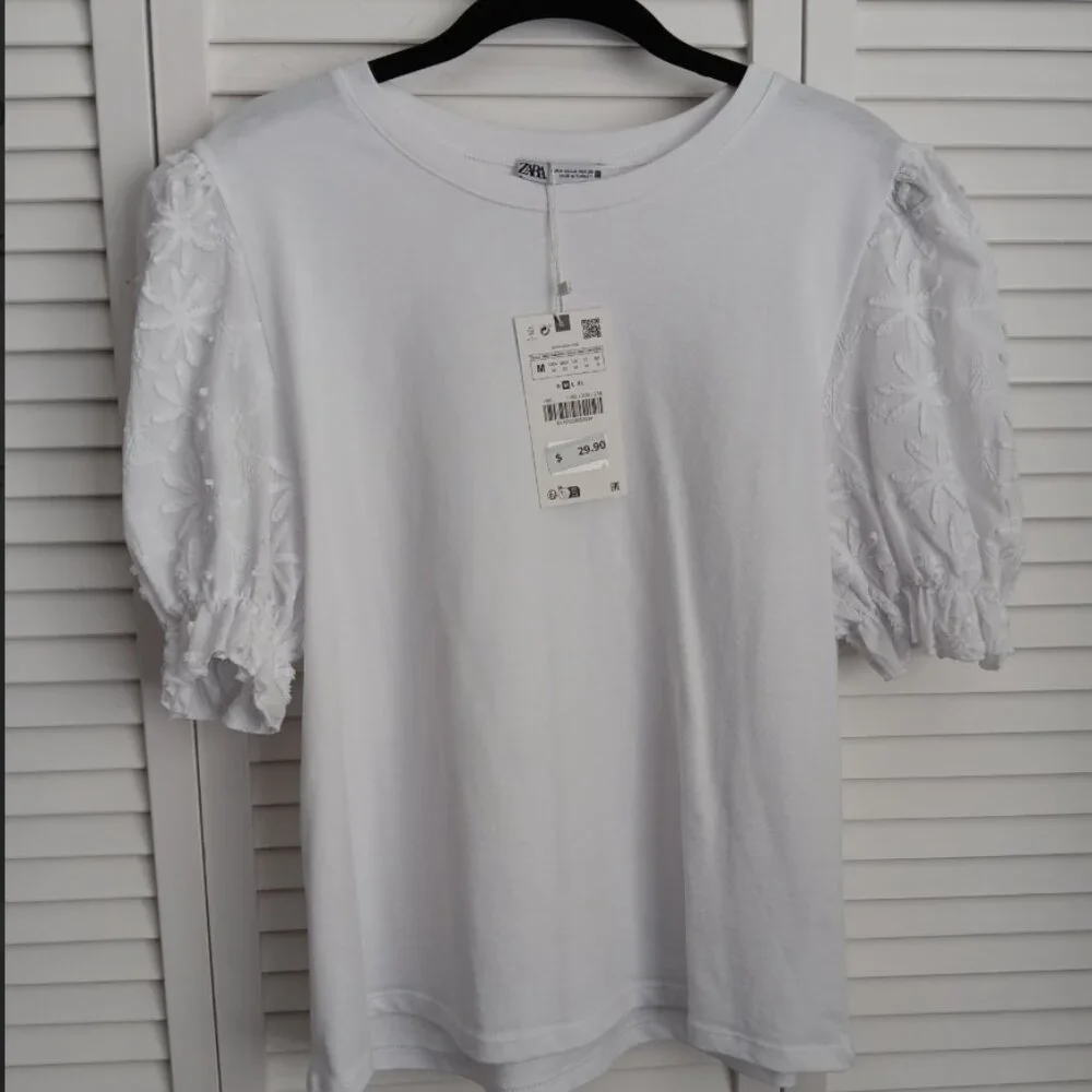 Zara Women's Puff-Sleeve White Top